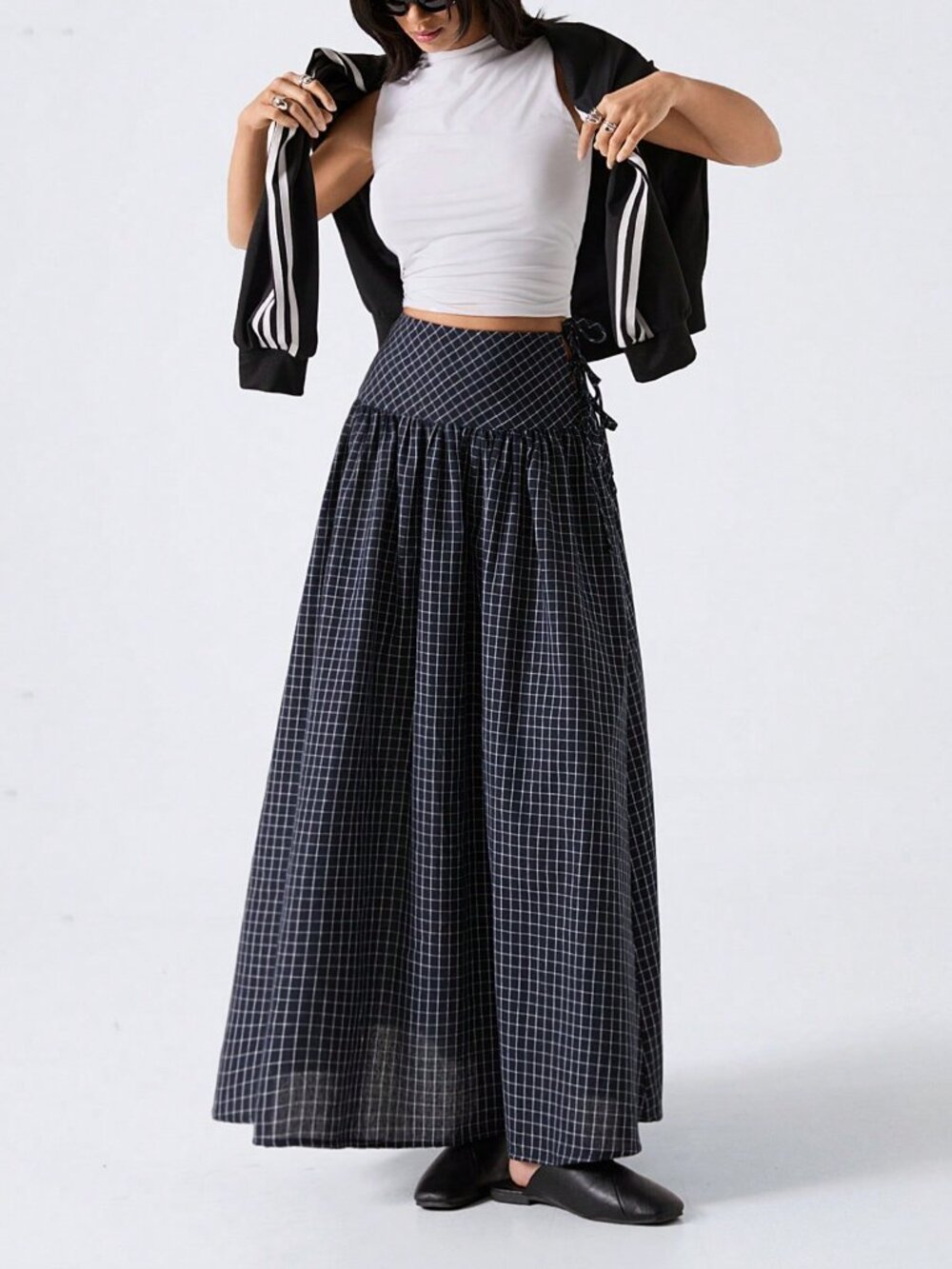 Multicolor Casual Women's Plaid Flared Skirt